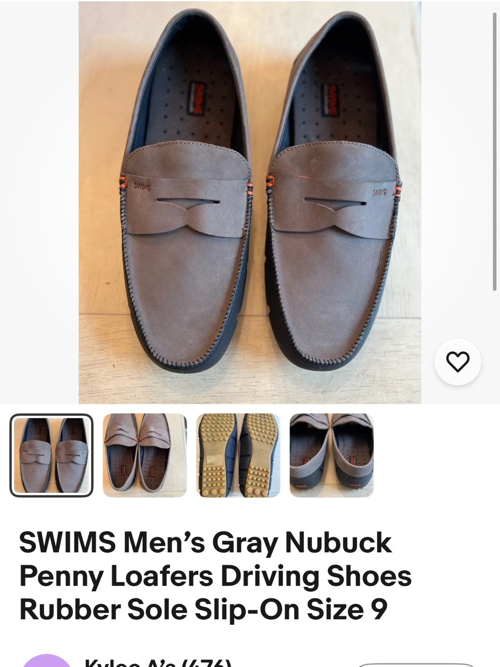 Swims Gray Nubuck loafers rubber sole slip on #loafers #leather - Picture 3 of 5